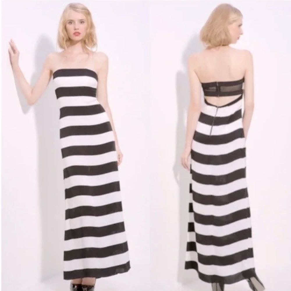 ALICE & OLIVIA BNWT silk Striped column maxi DRESS